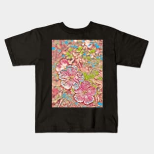 Pink Lunapic Geraniums Kids T-Shirt